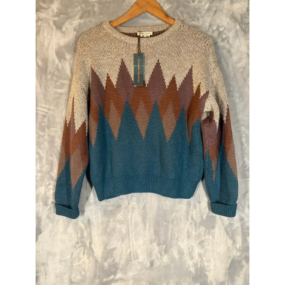 NWT Sunday Collective Alpaca Youth Sweater Argyle 10‎ Preppy Luxury Peru Kid's